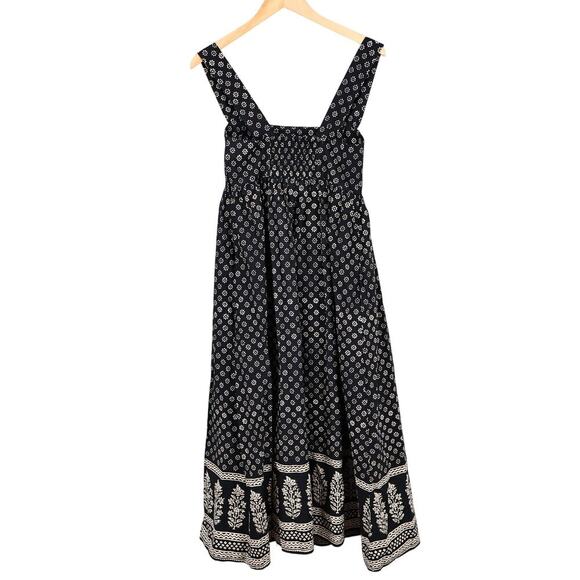J.Crew Squareneck Cotton Poplin Midi Dress Block Print Black 6 NWT BROKEN ZIPPER - Picture 7 of 11
